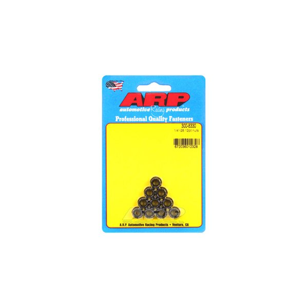 ARP® - 1/4"-28 Chrome Plated Black SAE 12 Point Flange Nut (10 Pieces)