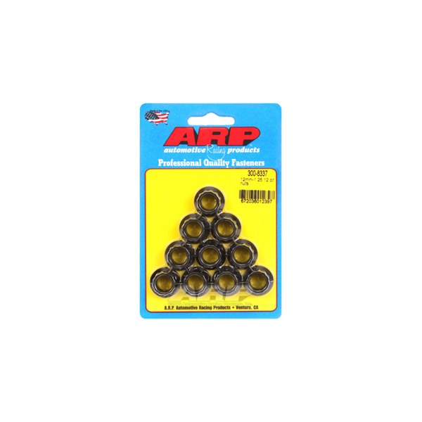 ARP® - M12-1.25 mm Chrome Plated Black Metric 12 Point Flange Nut (10 Pieces)