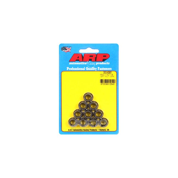 ARP® - M9-1.00 mm Chrome Plated Black Metric 12 Point Flange Nut (10 Pieces)