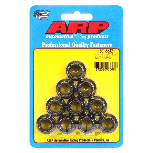 ARP® - 1/2"-13 Chrome Plated Black SAE 12 Point Flange Nut (10 Pieces)