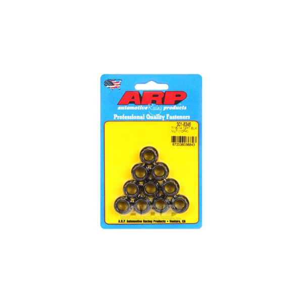 ARP® - 7/16"-14 Chrome Plated Black SAE 12 Point Flange Nut (10 Pieces)
