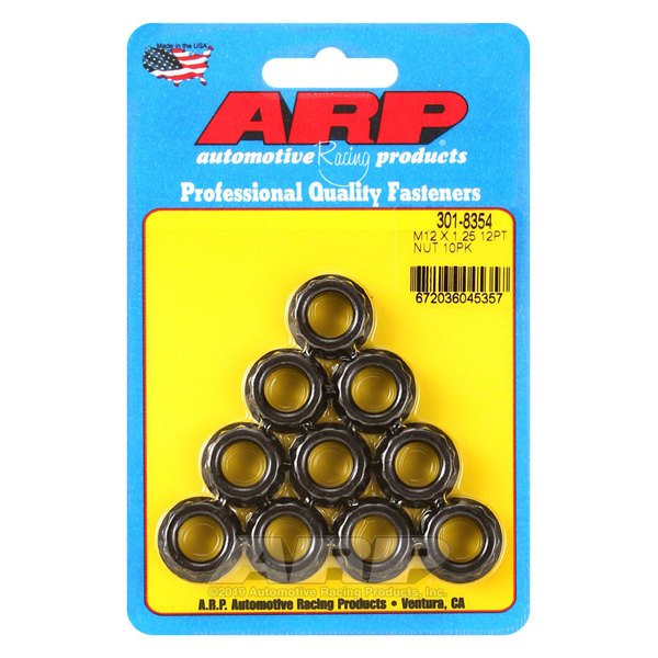 ARP® - M12-1.25 mm Chrome Plated Black Metric 12 Point Flange Nut (10 Pieces)