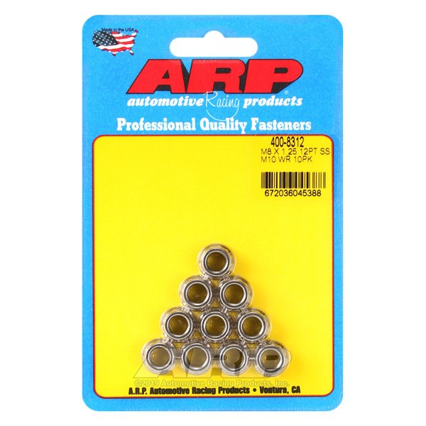 ARP® - M8-1.25 mm Stainless Steel Polished Metric 12 Point Flange Nut (10 Pieces)