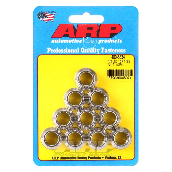 ARP® - 1/2"-20 Stainless Steel SAE 12 Point Flange Nut (10 Pieces)