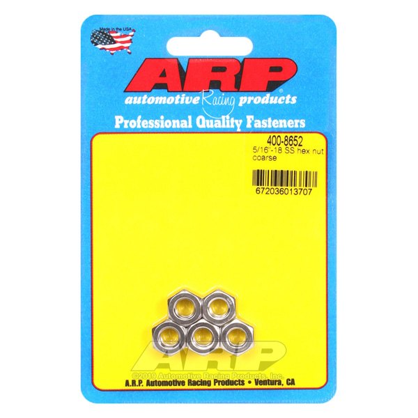 ARP® - 5/16"-18 Stainless Steel SAE Nut with Nylon Insert (5 Pieces)