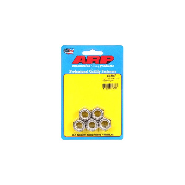 ARP® - 1/2"-13 Stainless Steel SAE Hex Nuts with Nylon Insert (5 Pieces)