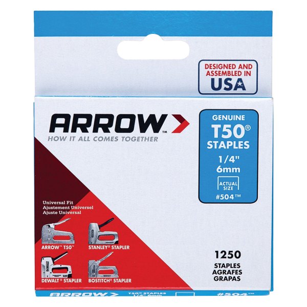 Arrow Fastener® - T50™ 1/4" Steel Staples (1250 Pieces)