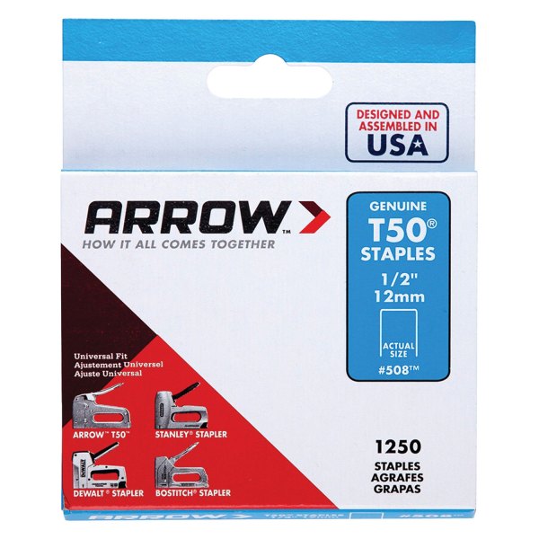 Arrow Fastener® - T50™ 1/2" Steel Staples (1250 Pieces)