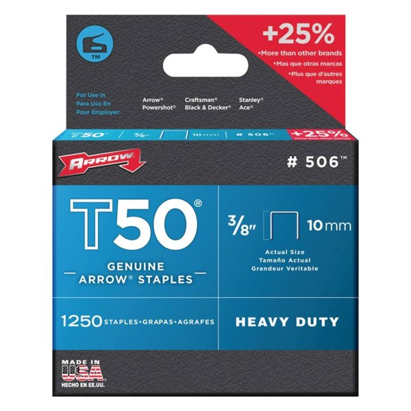 Arrow Fastener® - T50™ 3/8" Steel Staples (1250 Pieces)