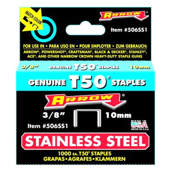Arrow Fastener® - T50™ 3/8" Stainless Steel Staples (1000 Pieces)