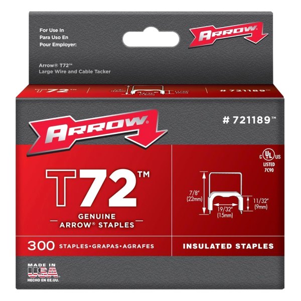 Arrow Fastener® - T72™ 15 GA 11/32" Wide-Crown Insulated Staples (300 Pieces)