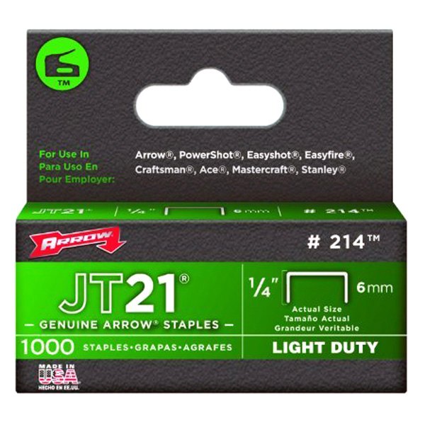 Arrow Fastener® - JT21™ 1/4" Steel Staples (1000 Pieces)