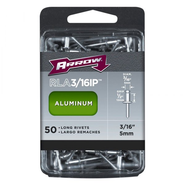 Arrow Fastener® - 3/16" x 1/2" SAE Aluminum Large Head Silver Blind Rivets (50 Pieces) 