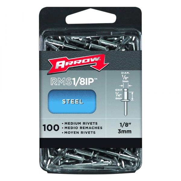 Arrow Fastener® - 1/8" x 1/4" SAE Steel Medium Head Silver Blind Rivets (100 Pieces) 