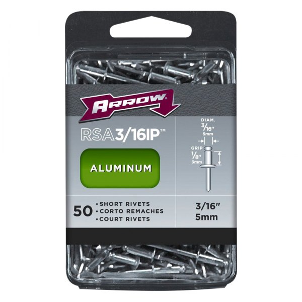 Arrow Fastener® - 3/16" x 1/8" SAE Aluminum Small Head Silver Blind Rivets (50 Pieces) 