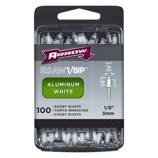 Arrow Fastener® - 1/8" x 1/8" SAE Aluminum Small Head White Blind Rivets (100 Pieces) 