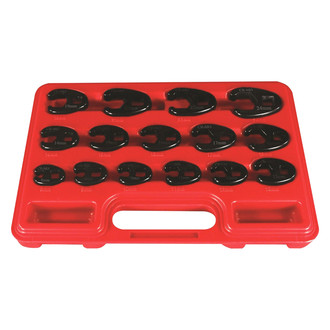 Astro Pneumatic Tool® - 15-piece 3/8" & 1/2" Drive 8 to 24 mm 6-Point Flare Nut End Crowfoot Wrench Set