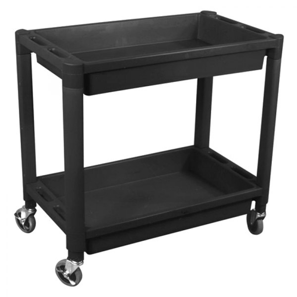Astro Pneumatic Tool® - 30" x 16" x 31" Black Plastic Heavy-Duty 2-Shelf Utility Cart