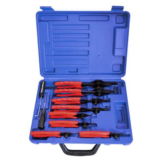 Astro Pneumatic Tool® - 10-piece Straight & Bent 0.038" to 0.090" Fixed Tips Internal/External Snap Ring Pliers Set