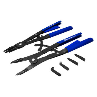 Astro Pneumatic Tool® - 10-piece 45°/90° Straight & Bent 0.120" Replaceable Tips Internal/External Locking Snap Ring Pliers Kit