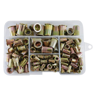 Astro Pneumatic Tool® - SAE Zinc Plated Steel Rivet Nuts Assortment (120 Pieces)
