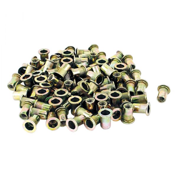 Astro Pneumatic Tool® - M6-1.0 x 15 mm Metric Coarse Steel Ribbed Rivet Nuts with Open End (100 Pieces)