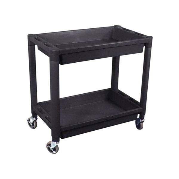 ATD® - 30" x 16" x 31.125" Black Plastic Heavy-Duty 2-Shelf Utility Cart