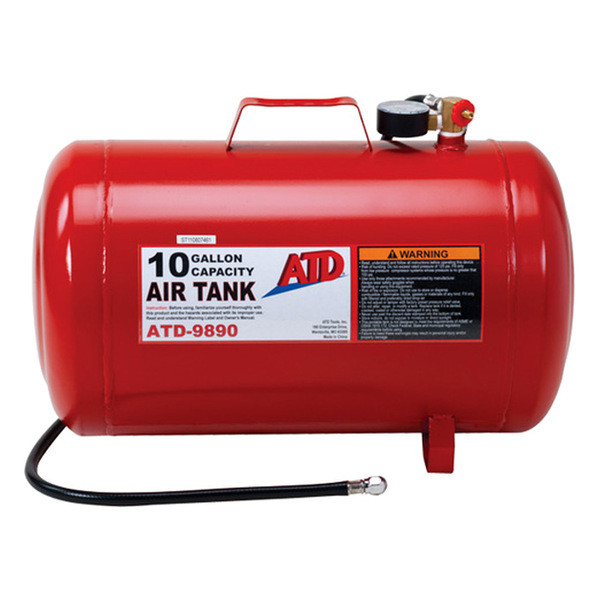 ATD® 9890 - 10 gal Horizontal Red Air Tank - TOOLSiD.com