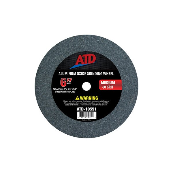 ATD® - 6" x 3/4" x 1/2" Aluminum Oxide Type 1 Bench Grinding Wheel