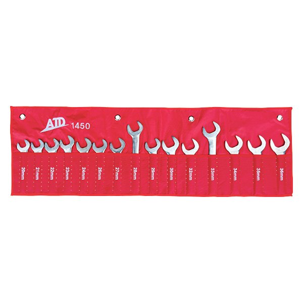 ATD® - 15-piece 20 to 36 mm Rounded Full Polished Single Open End Wrench Set