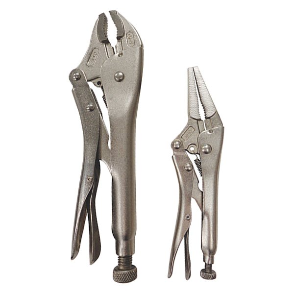 ATD® - 2-piece 6" to 10" Metal Handle Curved/Long Nose Jaws Locking Pliers Set