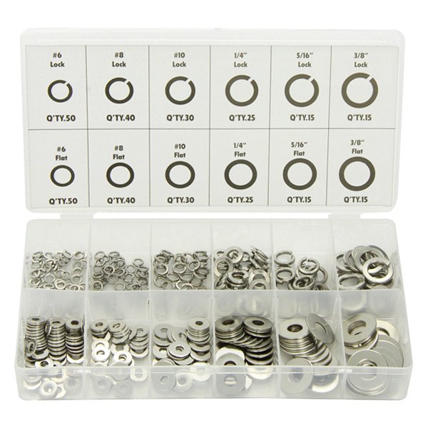 ATD® - Stainless Lock & Flat Washer Assortment (350 Pieces)