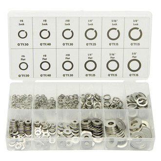 ATD® - Stainless Lock & Flat Washer Assortment (350 Pieces)