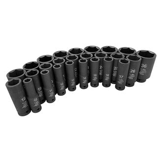 ATD® - 1/2" Drive Metric 6-Point Deep Impact Socket Set (26 Pieces)