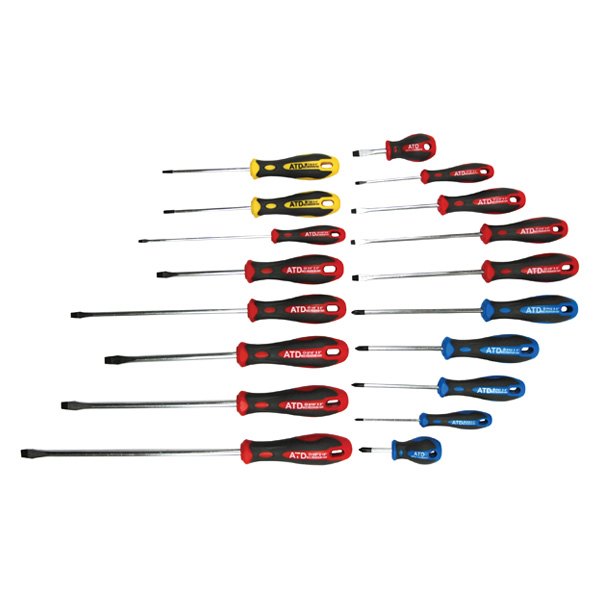 ATD® - 18-piece Multi Material Handle Color Coded Phillips/Slotted/Torx Mixed Screwdriver Set