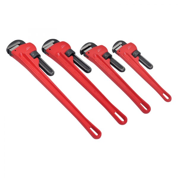 ATD® - 4-piece 1-1/2" to 3" Serrated Jaws Steel Straight Pipe Wrench Set