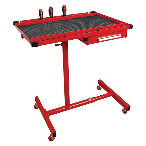 ATD® - Red Heavy-Duty Mobile Work Table with Drawer (20" W x 29" L x 48" H)