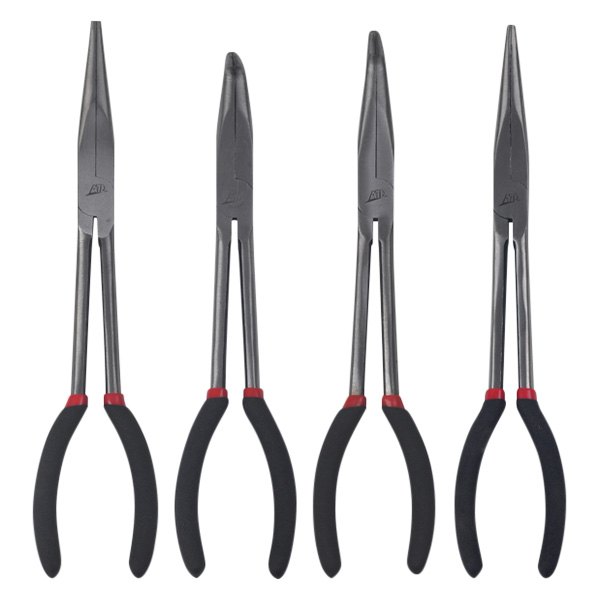 ATD® - 4-piece Box Joint Straight Bent Jaws Dipped Handle Long Reach Needle Nose Pliers Set