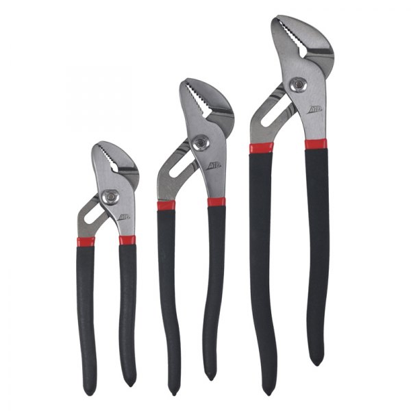 ATD® - 3-piece 8" to 12" Straight Jaws Dipped Handle Tongue & Groove Pliers Set