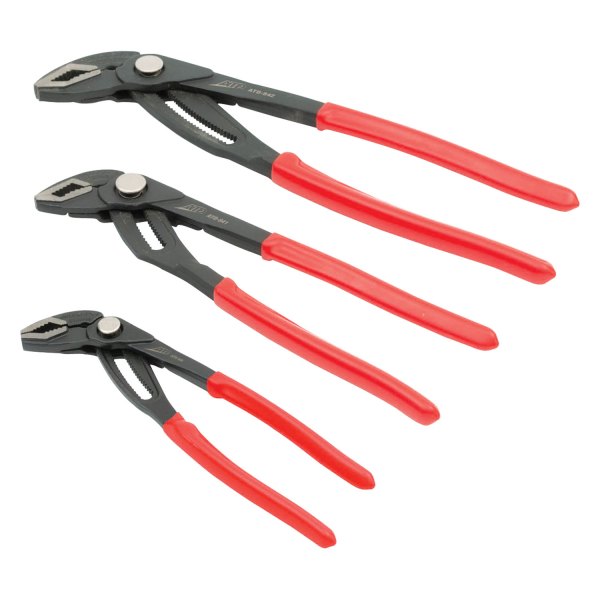 ATD® - 3-piece 7" to 12" V-Jaws Dipped Handle Push Button Tongue & Groove Pliers Set