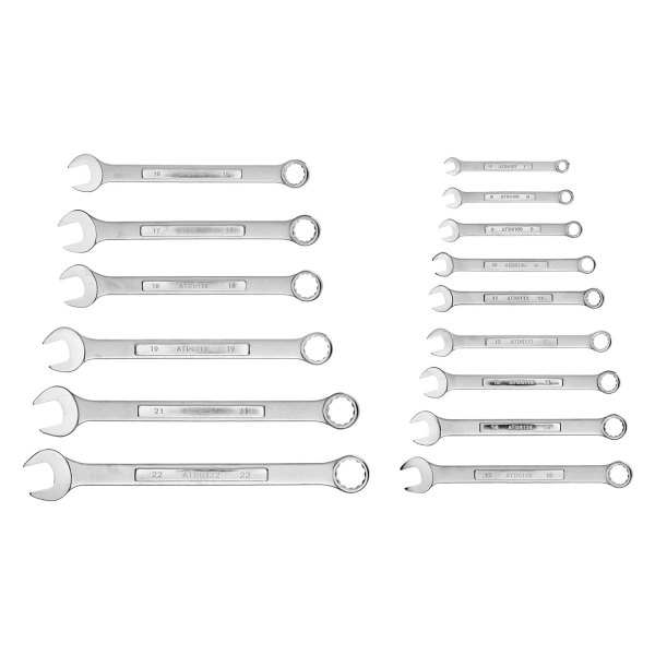 ATD® - 15-piece 7 to 22 mm 12-Point Angled Head Full Polished Combination Wrench Set