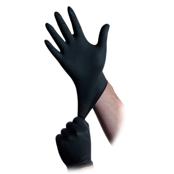 Atlantic Safety Products® - InTouch™ Large Fingertip Textured Grip Powder-Free Black Nitrile Disposable Gloves 