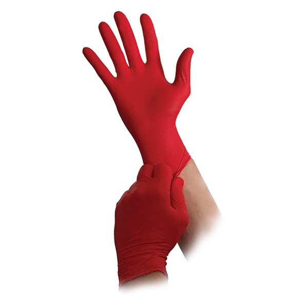 Atlantic Safety Products® - Large Lightning Powder-Free Red Nitrile Disposable Gloves