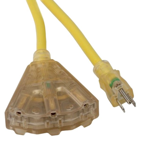Bayco® - Yellow Extension Cord with 3 Outlets and Lighted End (50', 12 AWG)