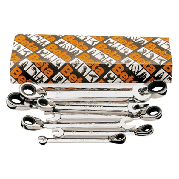 Beta Tools® - 142AS-Series 8-piece 1/2" to 5/16" 12-Point Straight Head Reversible Ratcheting Combination Wrench Set