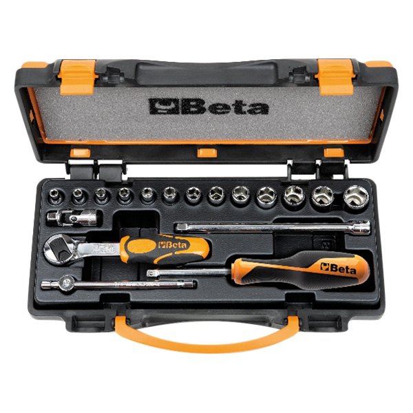 Beta Tools® - 900/C13-5™ 1/4" Drive 6-Point Metric Ratchet and Socket Set, 19 Pieces