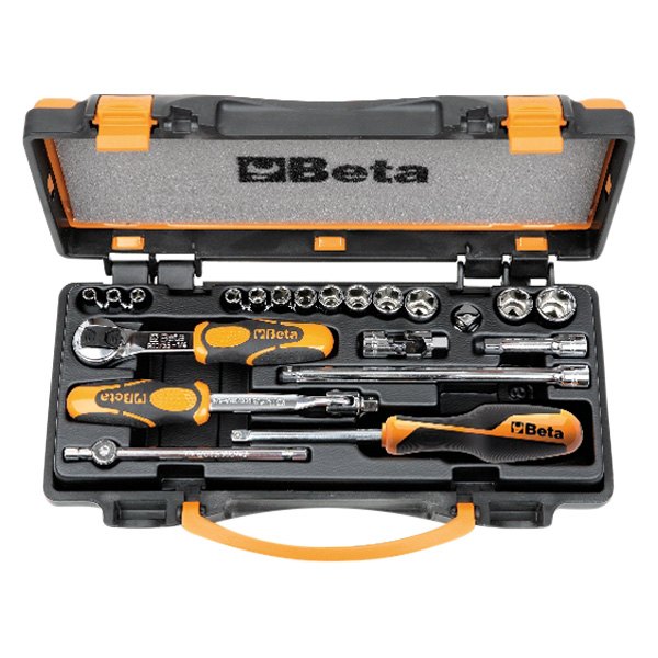 Beta Tools® - 900/C13-8™ 1/4" Drive 6-Point Metric Ratchet and Socket Set, 20 Pieces