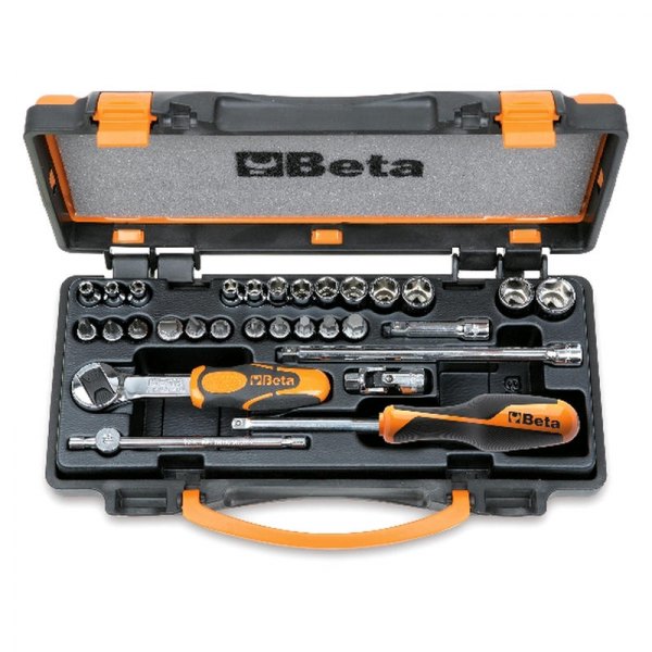 Beta Tools® - 900MC/C24-Series 11-Piece Hexagon Sockets Assortment with 13 Pieces Coloured Socket Drivers and 6 Piece Accessories in Metal Case