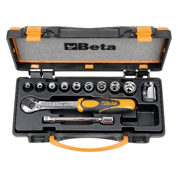 Beta Tools® - 910A/C10™ 3/8" Drive 6-Point Metric Ratchet and Socket Set, 12 Pieces