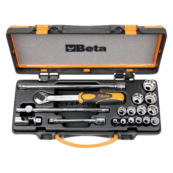 Beta Tools® - 910AS/C13™ 3/8" Drive 12-Point SAE Ratchet and Socket Set, 18 Pieces
